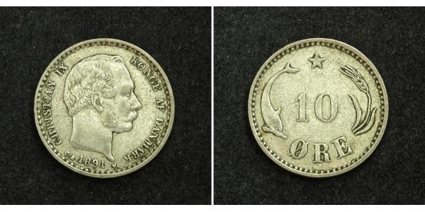 10 Ore Denmark  Christian IX of Denmark (1818-1906)