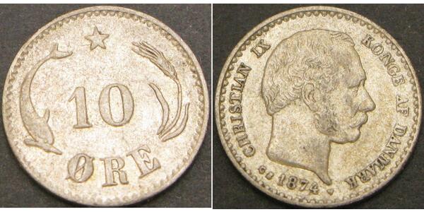 10 Ore Denmark  Christian IX of Denmark (1818-1906)