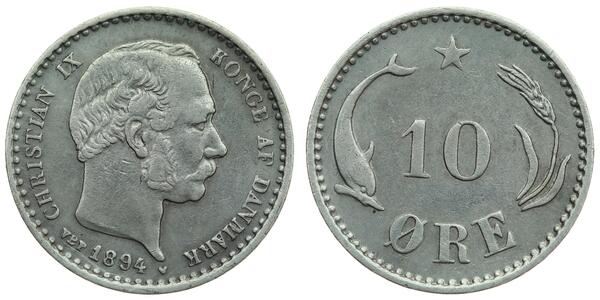 10 Ore Denmark  Christian IX of Denmark (1818-1906)