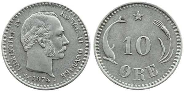 10 Ore Denmark  Christian IX of Denmark (1818-1906)