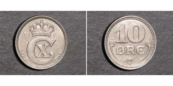 10 Ore Denmark  Christian X of Denmark (1870 - 1947)