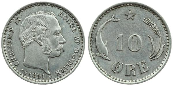10 Ore Denmark  Christian IX of Denmark (1818-1906)