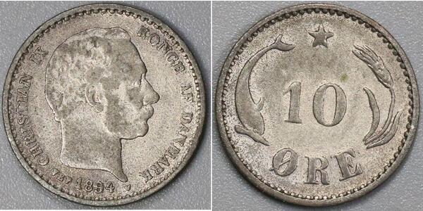 10 Ore Denmark  Christian IX of Denmark (1818-1906)
