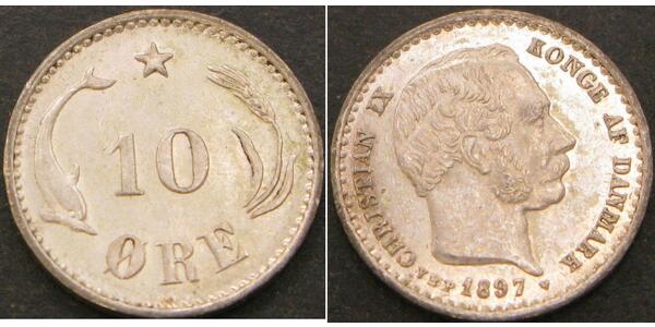 10 Ore Denmark  Christian IX of Denmark (1818-1906)