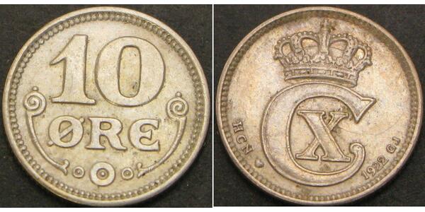 10 Ore Denmark  Christian X of Denmark (1870 - 1947)