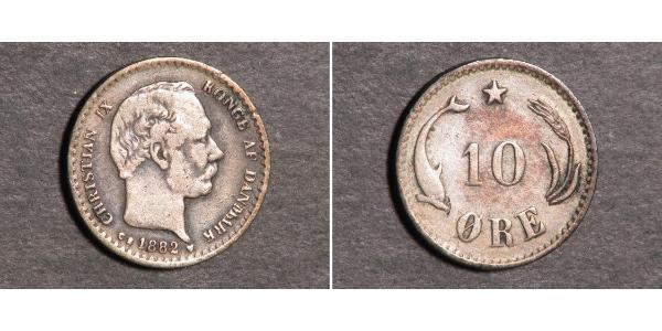 10 Ore Denmark  Christian IX of Denmark (1818-1906)