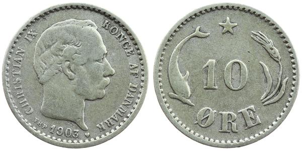 10 Ore Denmark  Christian IX of Denmark (1818-1906)