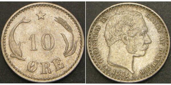 10 Ore Denmark  Christian IX of Denmark (1818-1906)
