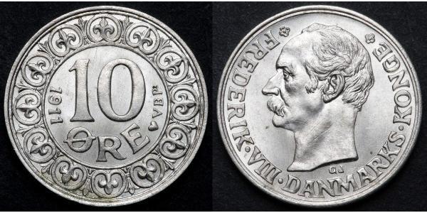 10 Ore Denmark  Frederick VIII of Denmark (1843 - 1912)