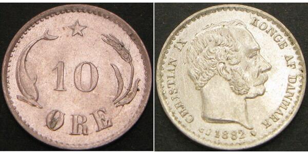 10 Ore Denmark  Christian IX of Denmark (1818-1906)