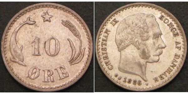 10 Ore Denmark  Christian IX of Denmark (1818-1906)