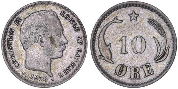 10 Ore Denmark  Christian IX of Denmark (1818-1906)