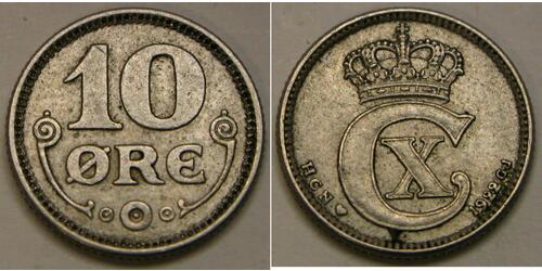 10 Ore Dinamarca  Cristián X de Dinamarca (1870 - 1947)