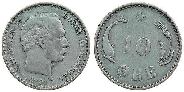10 Ore Dinamarca  Christian IX de Dinamarca (1818-1906)
