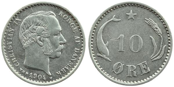 10 Ore Dinamarca  Christian IX de Dinamarca (1818-1906)