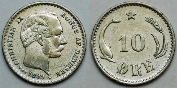 10 Ore Dinamarca  Christian IX de Dinamarca (1818-1906)
