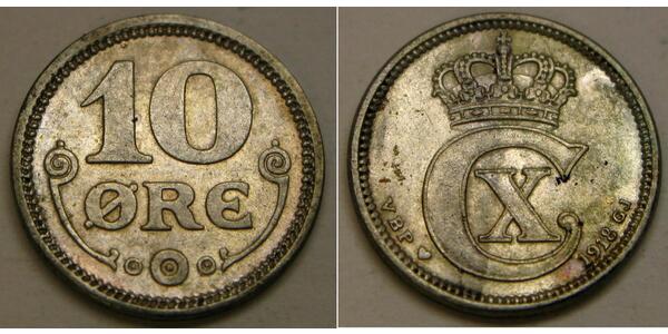10 Ore 丹麦  克里斯蒂安十世 (1870 - 1947)