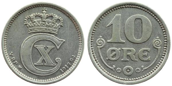 10 Ore 丹麦  克里斯蒂安十世 (1870 - 1947)