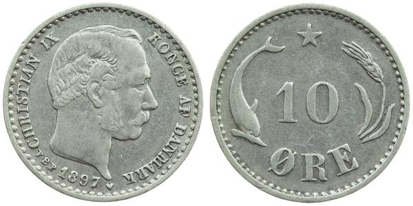 10 Ore 丹麦  克里斯蒂安九世 (1818-1906)