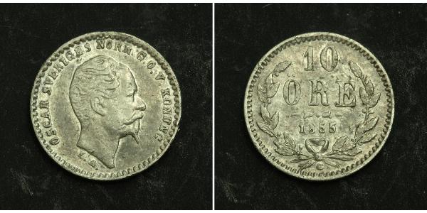 10 Ore 瑞典 銀 奥斯卡一世 (1799-1859)