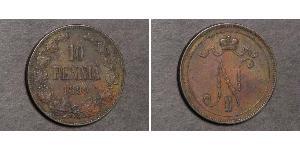 10 Penny Grand Duchy of Finland (1809 - 1917) Copper Nicholas II (1868-1918)