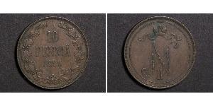 10 Penny Grand Duchy of Finland (1809 - 1917) Copper Nicholas II (1868-1918)