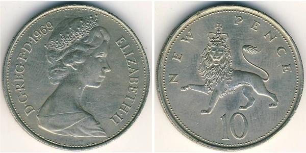 10 Penny United Kingdom (1922-) Copper/Nickel Elizabeth II (1926-2022)