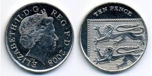 10 Penny Feriind Kiningrik (1922-) Cuivre/Nickel Elizabeth II (1926-2022)