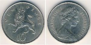 10 Penny Feriind Kiningrik (1922-) Cuivre/Nickel Elizabeth II (1926-2022)