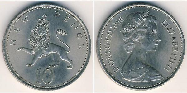 10 Penny Feriind Kiningrik (1922-) Cuivre/Nickel Elizabeth II (1926-2022)