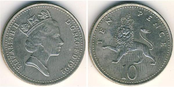 10 Penny Feriind Kiningrik (1922-) Cuivre/Nickel Elizabeth II (1926-2022)