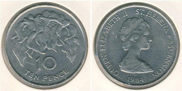 10 Penny Île Sainte-Hélène (1981 - ) Cuivre/Nickel Elizabeth II (1926-2022)