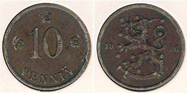 10 Penny Finnland (1917 - ) Kupfer 