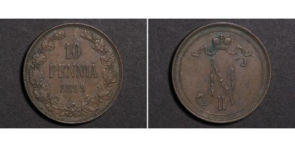 10 Penny Großfürstentum Finnland (1809 - 1917) Kupfer Nikolaus II (1868-1918)