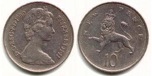 10 Penny Vereinigtes Königreich (1922-) Kupfer/Nickel Elizabeth II (1926-2022)