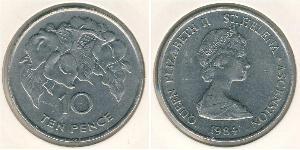 10 Penny Santa Helena (1981 - ) Níquel/Cobre Isabel II (1926-2022)