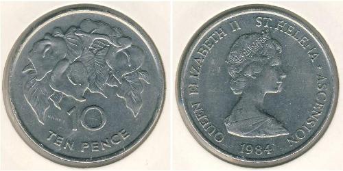 10 Penny Santa Helena (1981 - ) Níquel/Cobre Isabel II (1926-2022)
