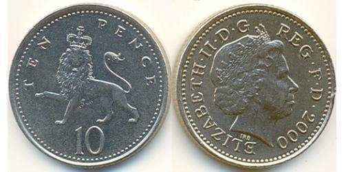10 Penny Regno Unito (1922-) Rame/Nichel Elisabetta II (1926-2022)