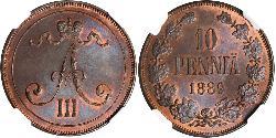 10 Penny Gran Ducado de Finlandia (1809 - 1917)  Alejandro III (1845 -1894)