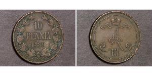 10 Penny Gran Ducado de Finlandia (1809 - 1917)  Alejandro III (1845 -1894)