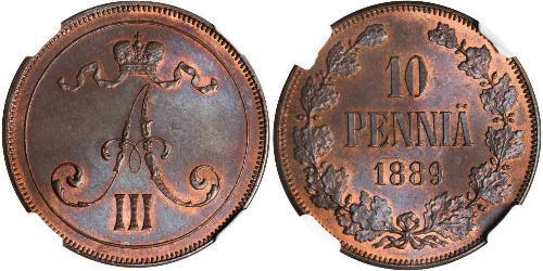 10 Penny Grand-duché de Finlande (1809 - 1917)  Alexandre III (1845 -1894)