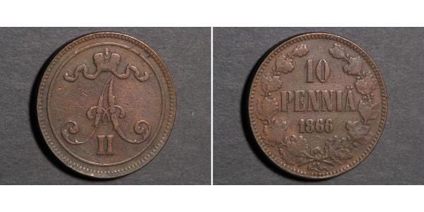 10 Penny Großfürstentum Finnland (1809 - 1917)  Alexander II (1818-1881)