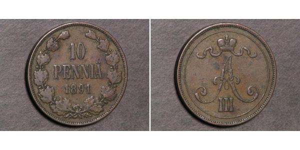 10 Penny 芬兰大公国 (1809 - 1917)  亚历山大三世 (俄国) (1845 -1894)