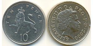 10 Penny United Kingdom (1922-) 銅/镍 伊丽莎白二世 (1926-2022)