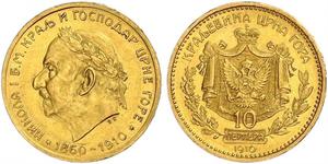 10 Perper  Montenegro Gold Nicholas I of Montenegro