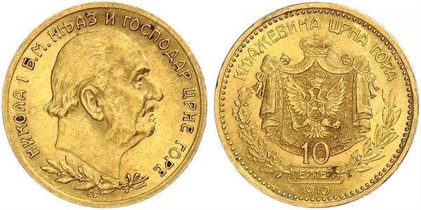 10 Perper  Montenegro Gold Nicholas I of Montenegro