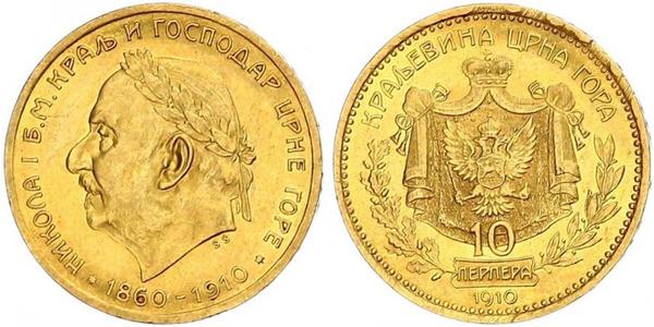 10 Perper  Montenegro Gold Nicholas I of Montenegro