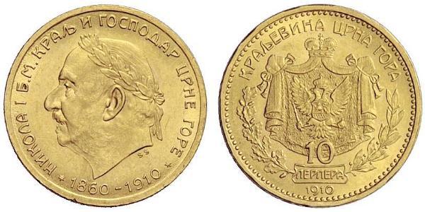 10 Perper  Montenegro Gold Nicholas I of Montenegro