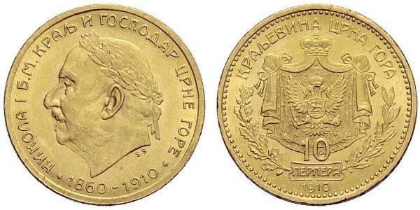 10 Perper  Montenegro Oro Nicola I del Montenegro