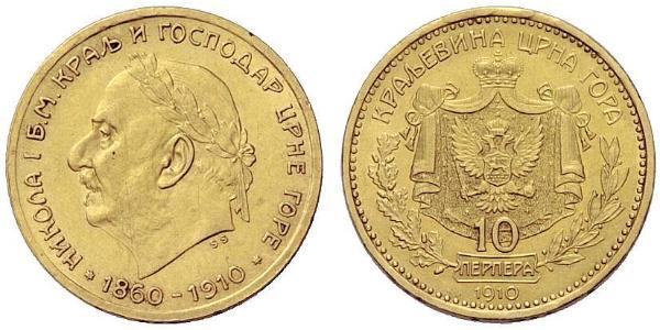 10 Perper  Montenegro Oro Nicola I del Montenegro